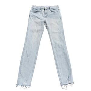 Current Elliott Skinny Jeans Size 27 Cropped Distressed Raw Frayed Hem Women’s